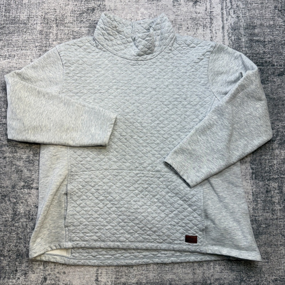 LL Bean Sweatshirt Womens 1X Mock Neck Diamond Quilted Pockets Cozy Sweater